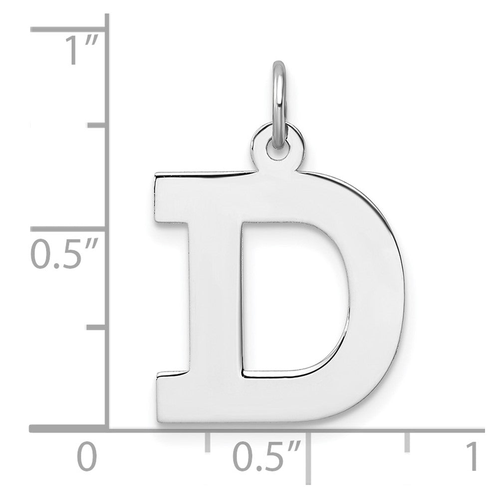Large Sterling Silver Rhodium-plated Block Letter D Initial Charm