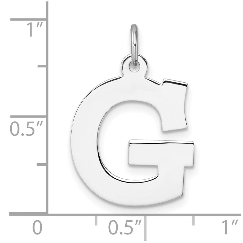 Large Sterling Silver Rhodium-plated Block Letter G Initial Charm