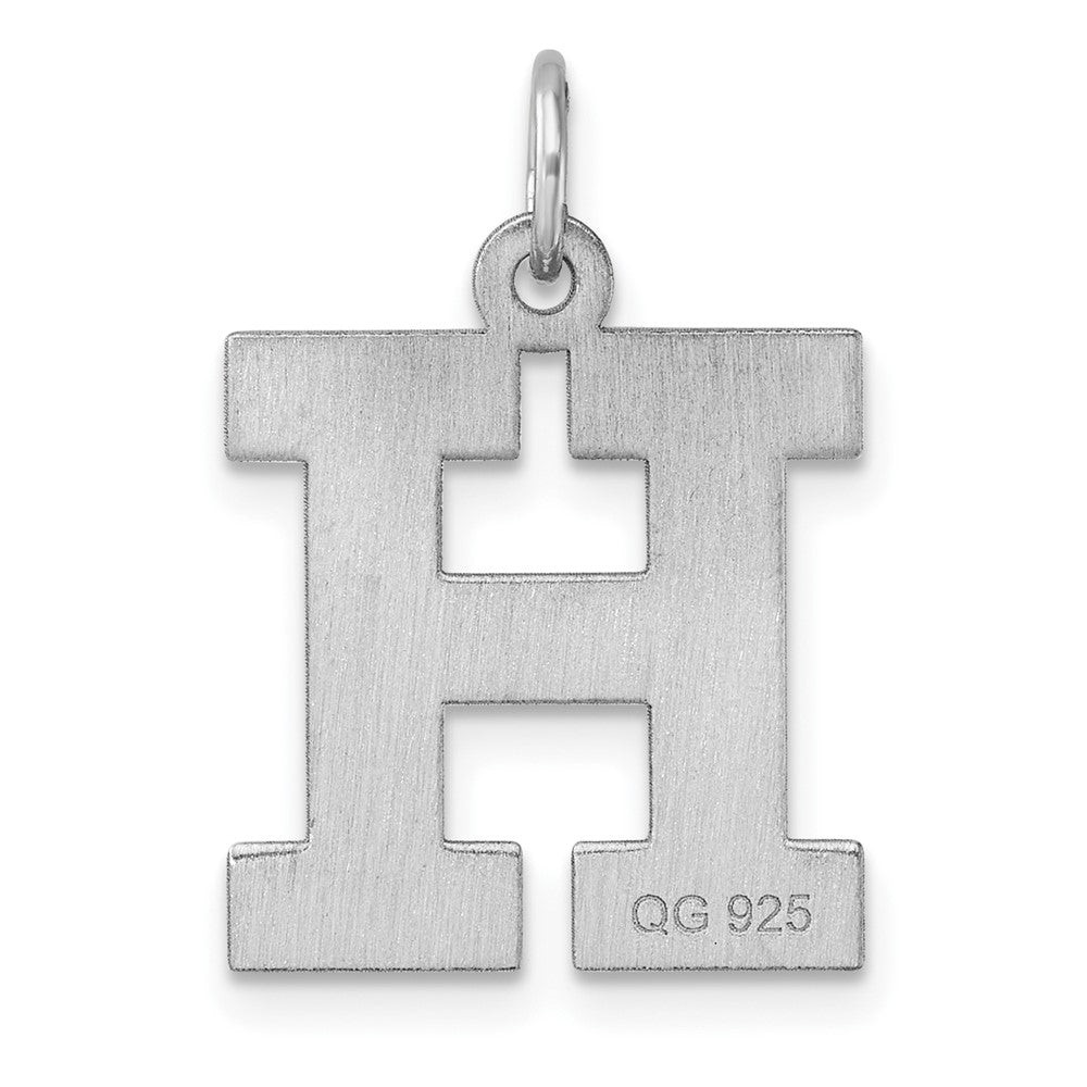 Large Sterling Silver Rhodium-plated Block Letter H Initial Charm