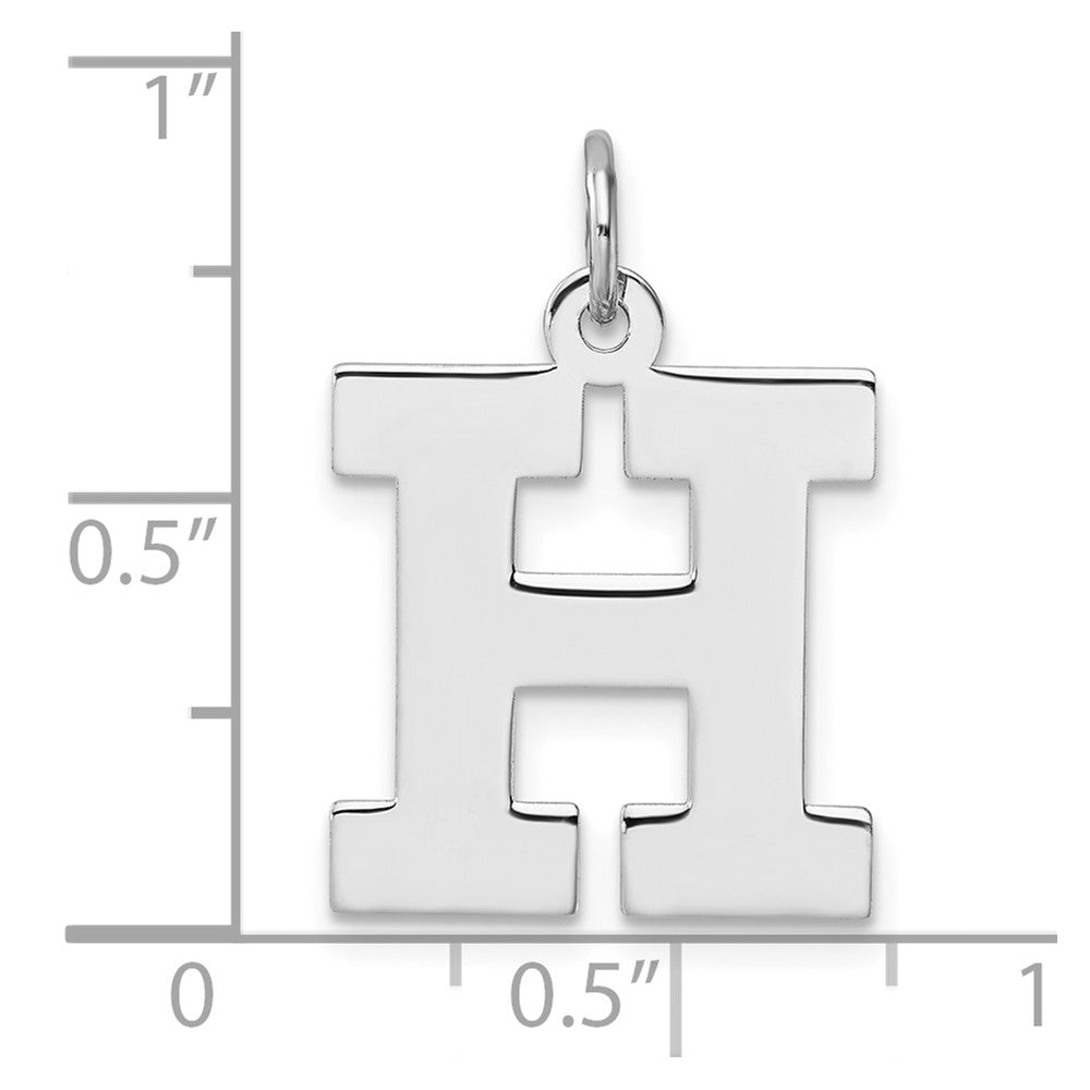 Large Sterling Silver Rhodium-plated Block Letter H Initial Charm