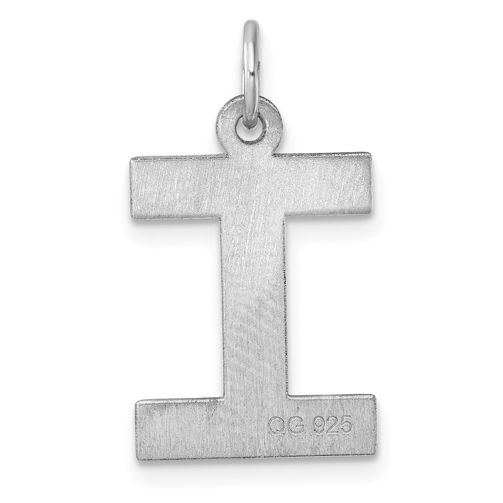 Large Sterling Silver Rhodium-plated Block Letter I Initial Charm