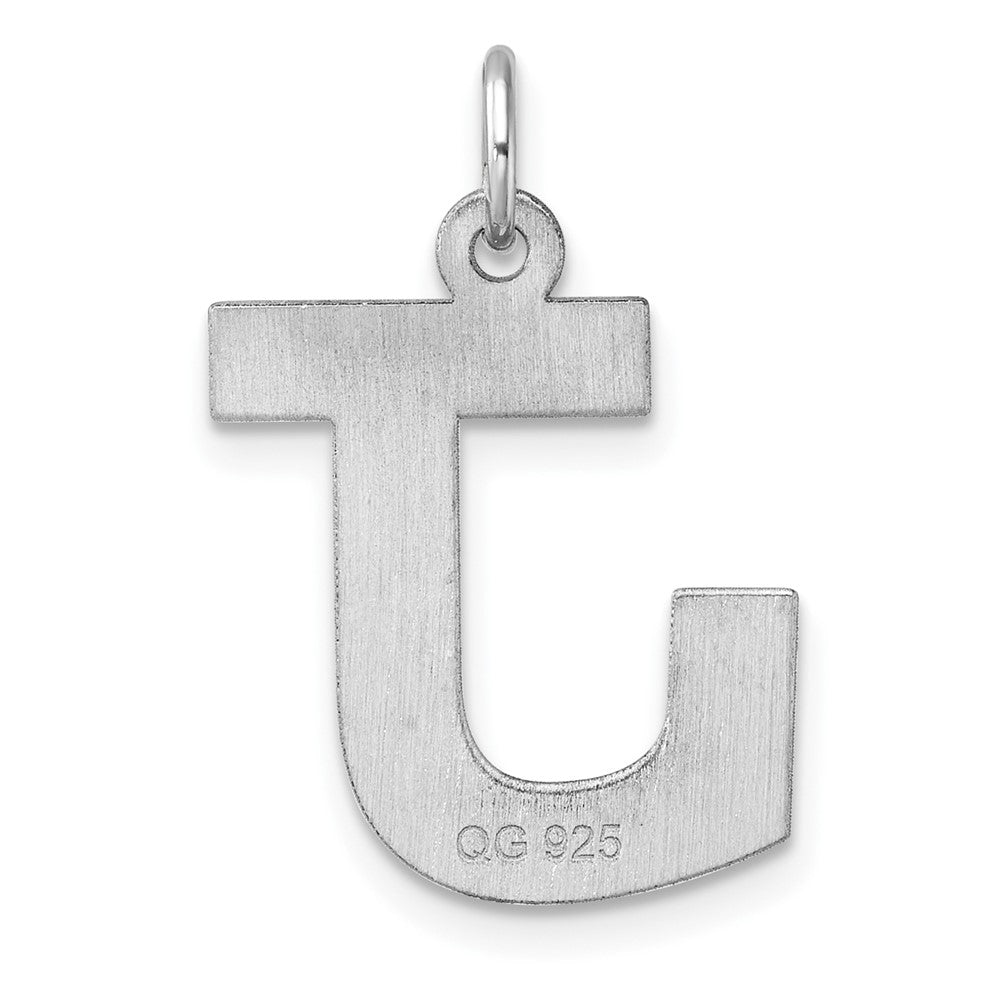 Large Sterling Silver Rhodium-plated Block Letter J Initial Charm