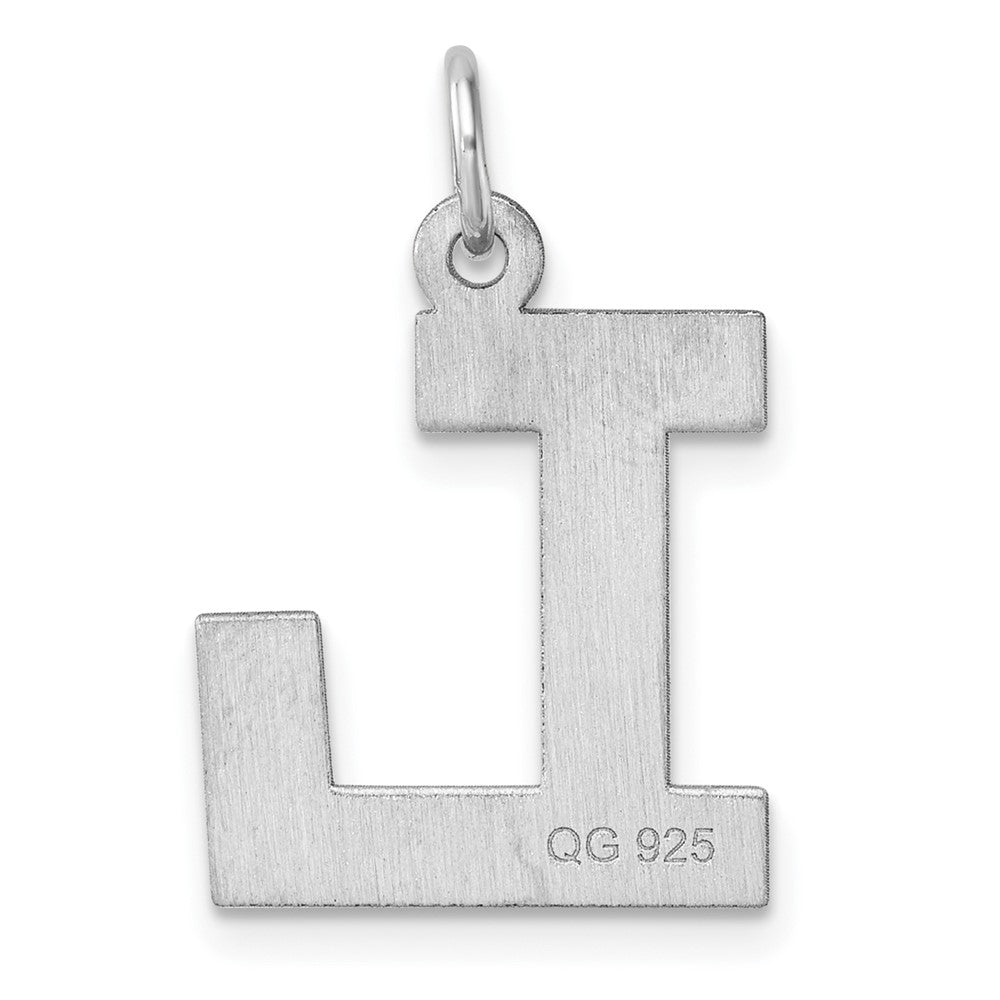 Large Sterling Silver Rhodium-plated Block Letter L Initial Charm