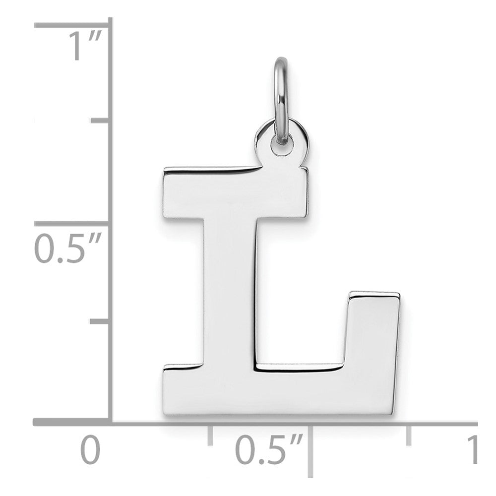 Large Sterling Silver Rhodium-plated Block Letter L Initial Charm