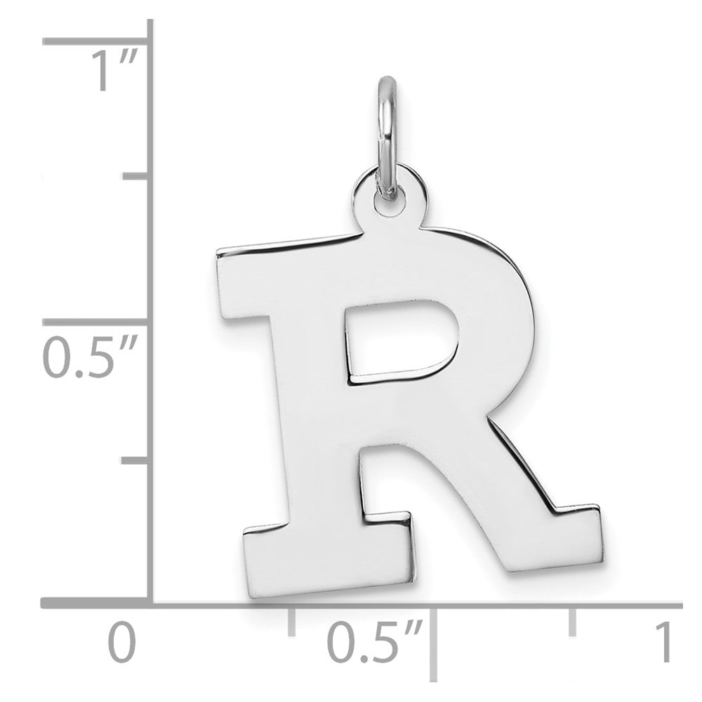 Large Sterling Silver Rhodium-plated Block Letter R Initial Charm