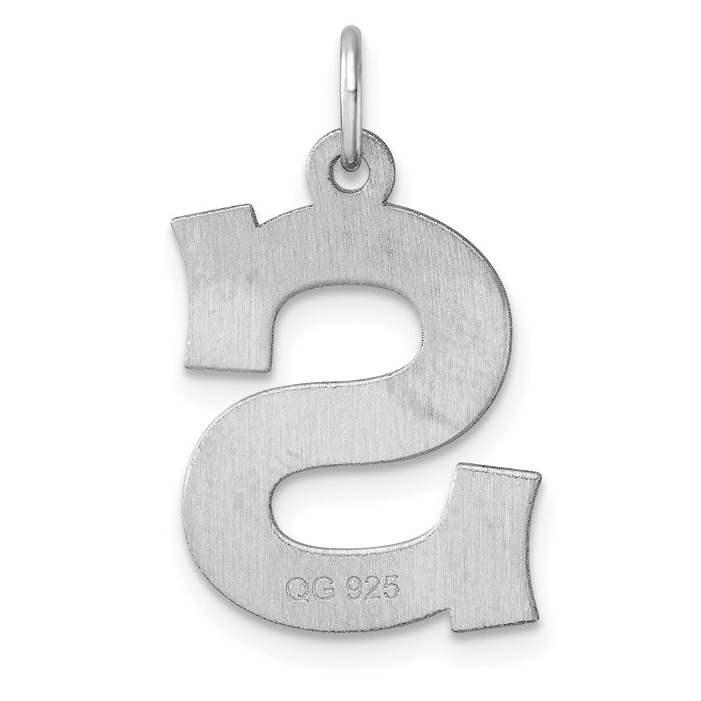 Large Sterling Silver Rhodium-plated Block Letter S Initial Charm