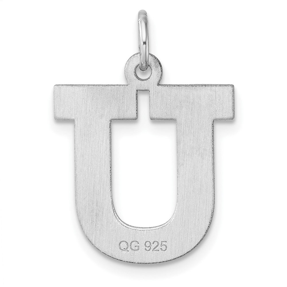 Large Sterling Silver Rhodium-plated Block Letter U Initial Charm