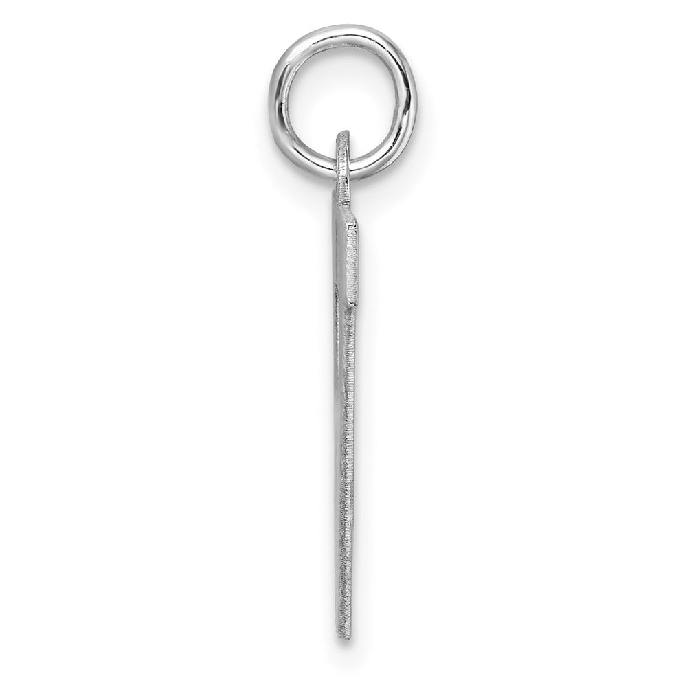 Large Sterling Silver Rhodium-plated Block Letter V Initial Charm