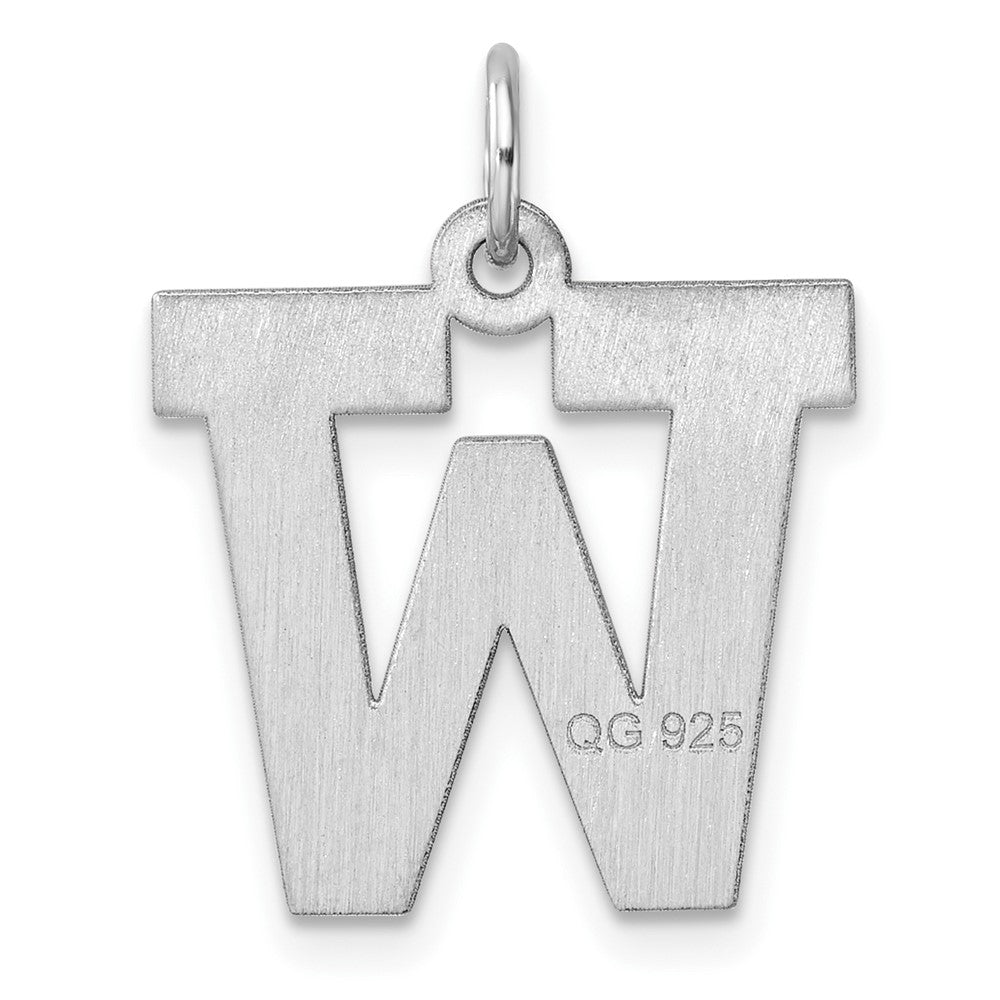 Large Sterling Silver Rhodium-plated Block Letter W Initial Charm
