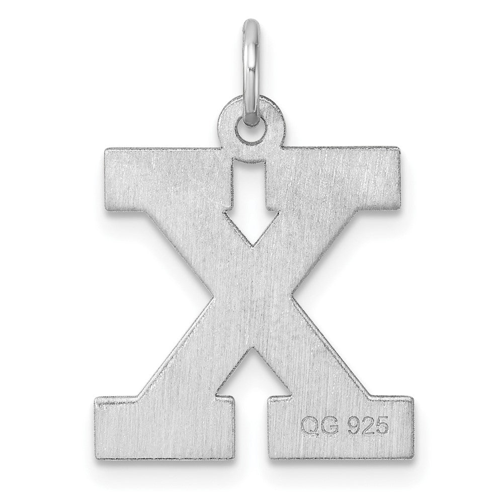 Large Sterling Silver Rhodium-plated Block Letter X Initial Charm