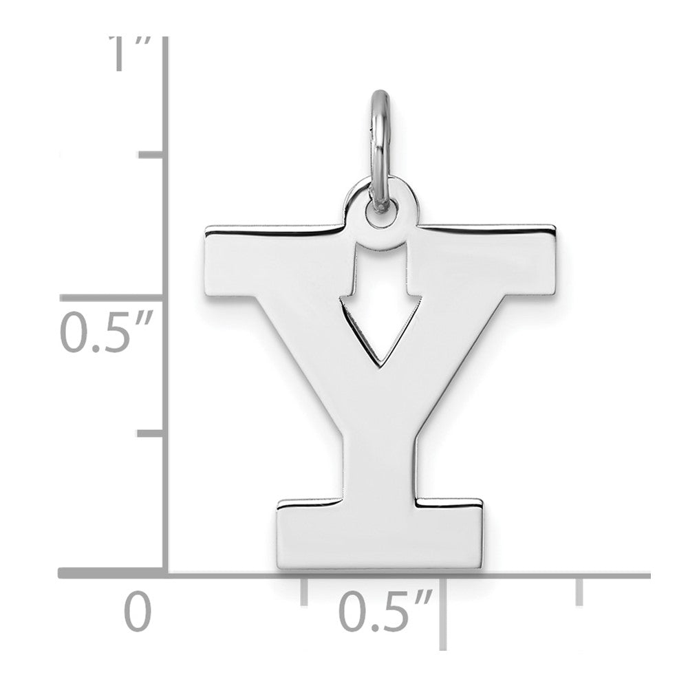 Large Sterling Silver Rhodium-plated Block Letter Y Initial Charm