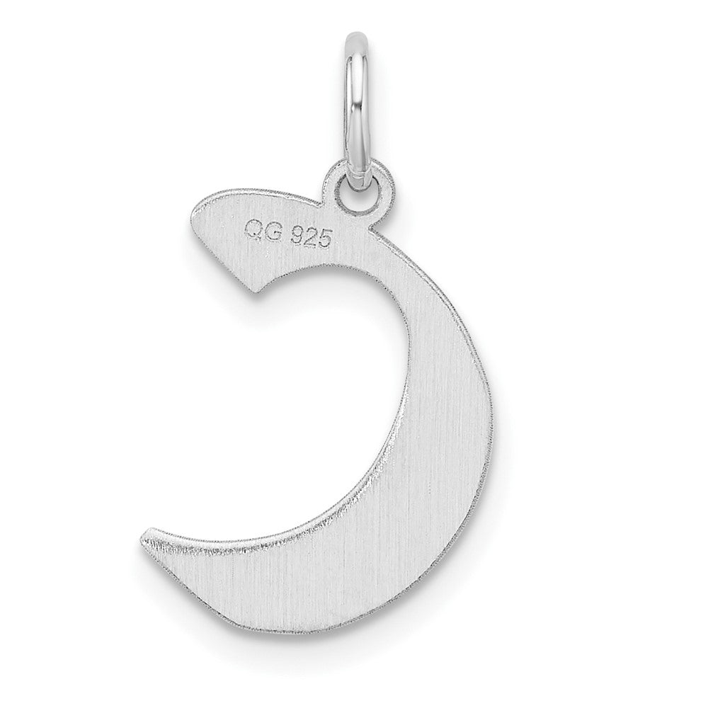 Small Sterling Silver Rhodium-plated Artisan Block Letter C Initial Charm