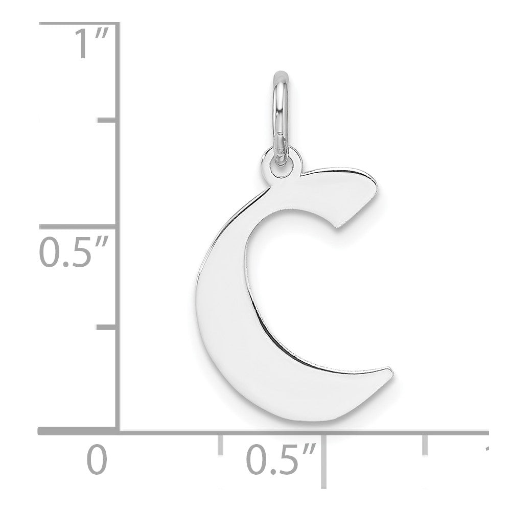 Small Sterling Silver Rhodium-plated Artisan Block Letter C Initial Charm