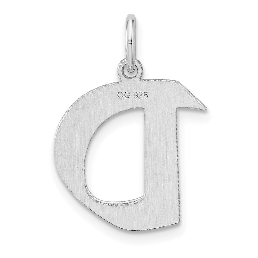 Small Sterling Silver Rhodium-plated Artisan Block Letter D Initial Charm