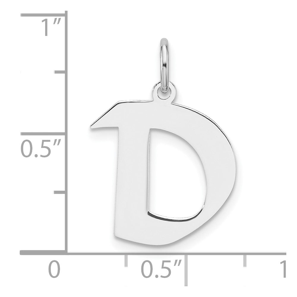 Small Sterling Silver Rhodium-plated Artisan Block Letter D Initial Charm