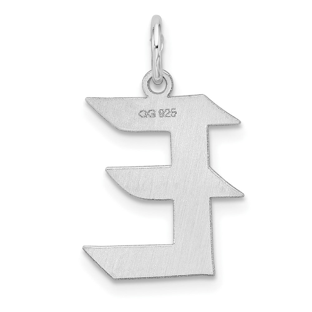 Small Sterling Silver Rhodium-plated Artisan Block Letter E Initial Charm