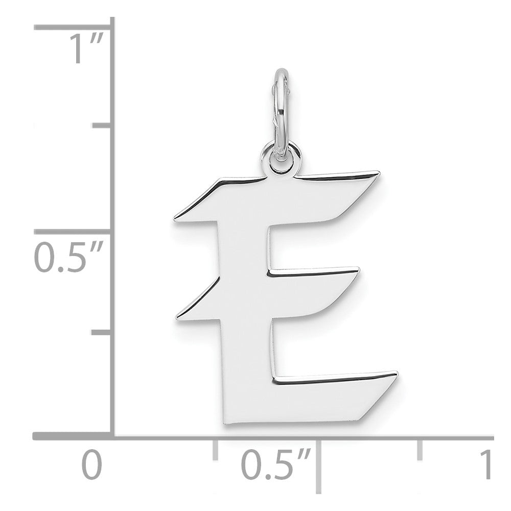 Small Sterling Silver Rhodium-plated Artisan Block Letter E Initial Charm