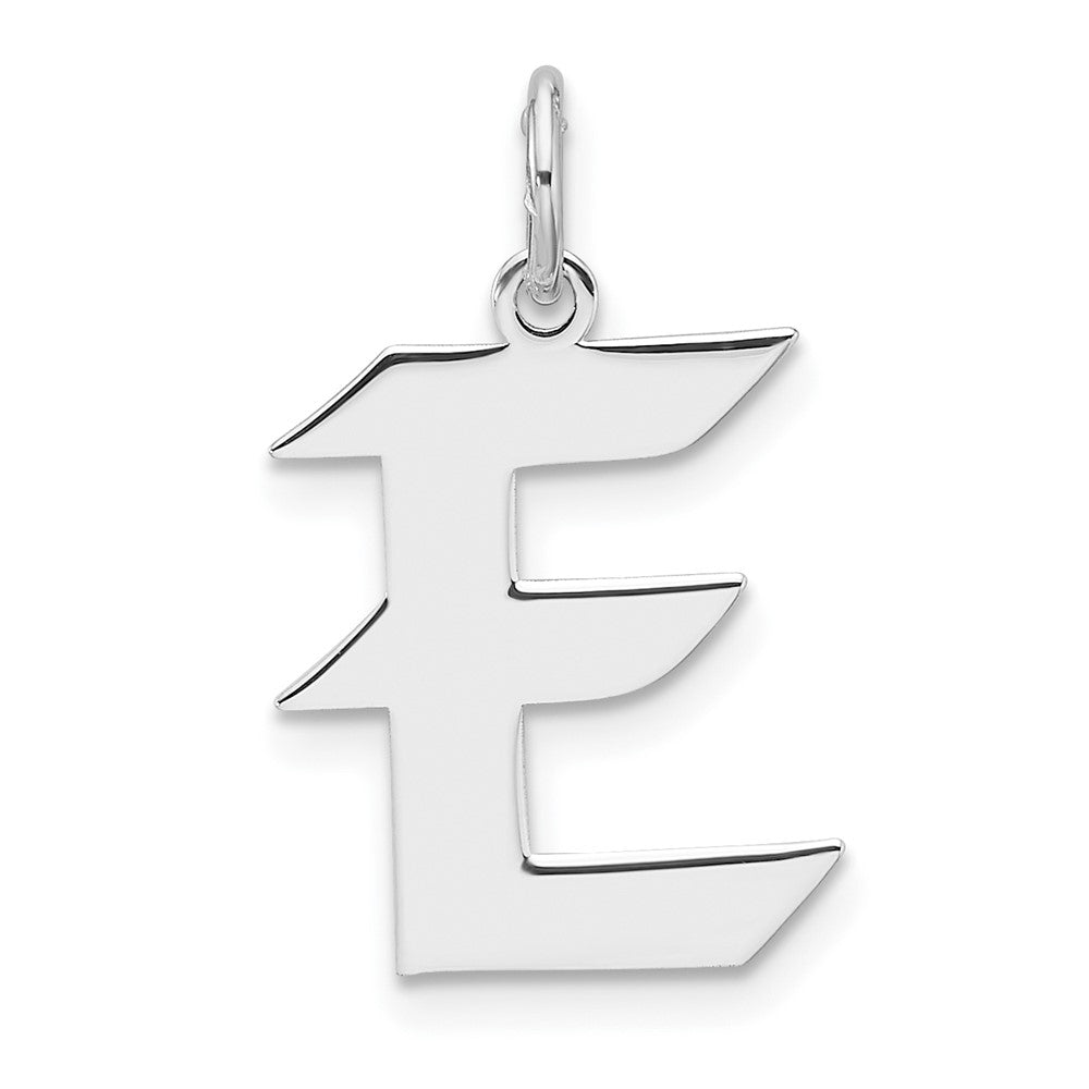 Small Sterling Silver Rhodium-plated Artisan Block Letter E Initial Charm