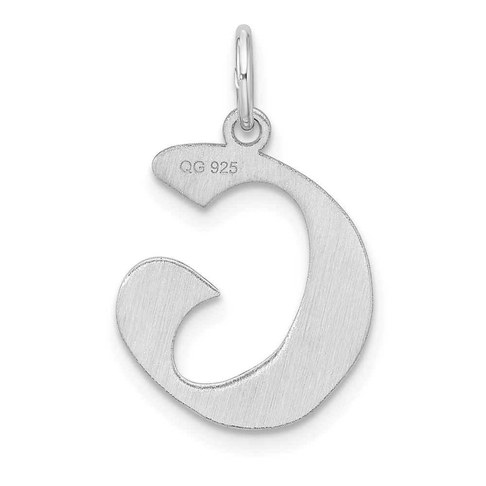 Small Sterling Silver Rhodium-plated Artisan Block Letter G Initial Charm