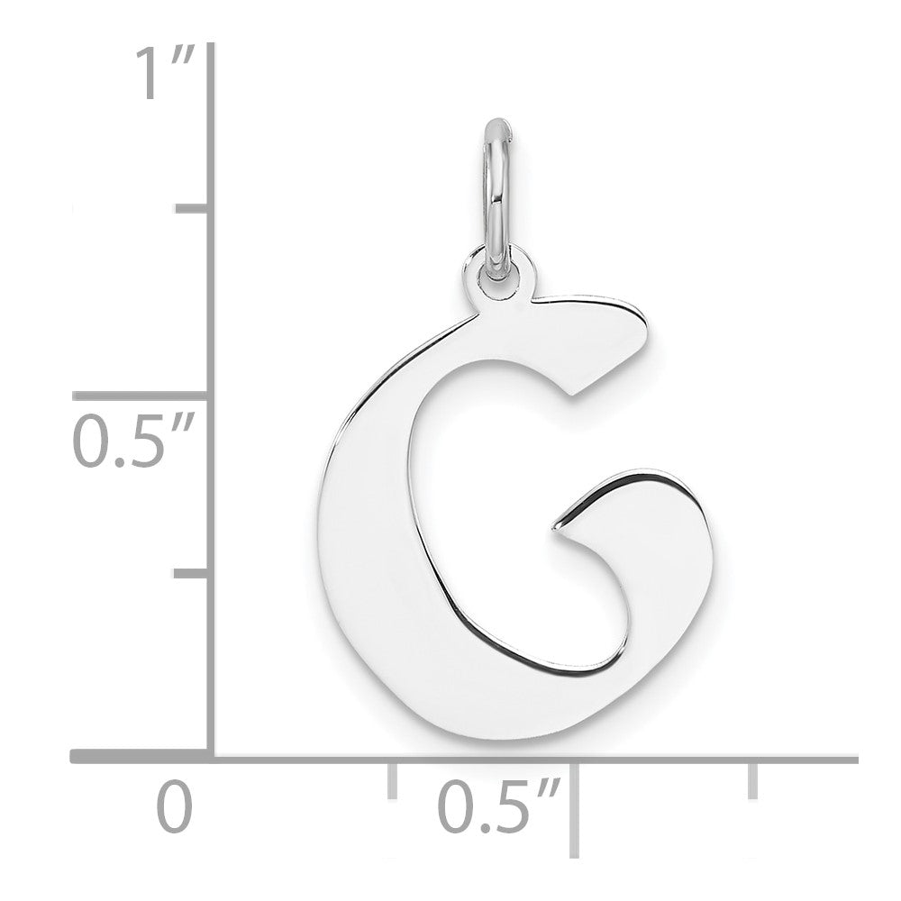 Small Sterling Silver Rhodium-plated Artisan Block Letter G Initial Charm