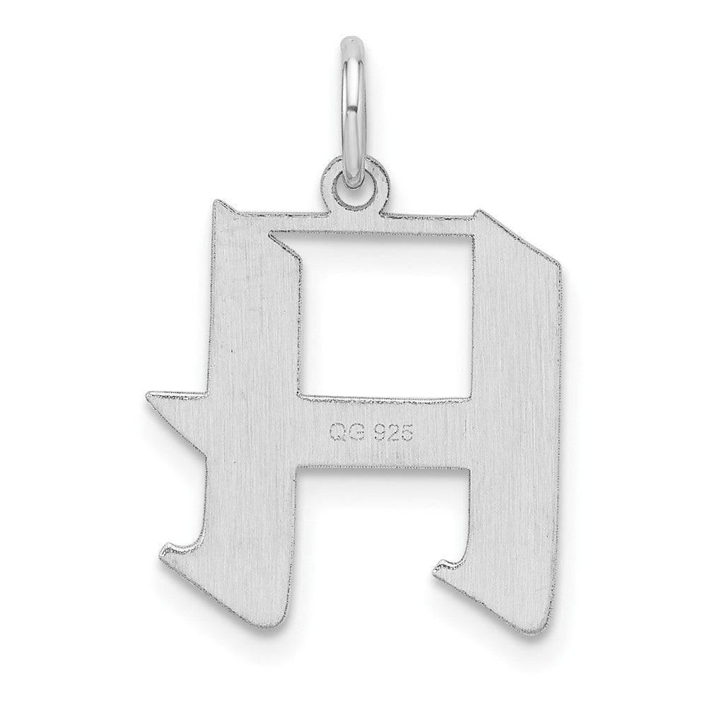 Small Sterling Silver Rhodium-plated Artisan Block Letter H Initial Charm