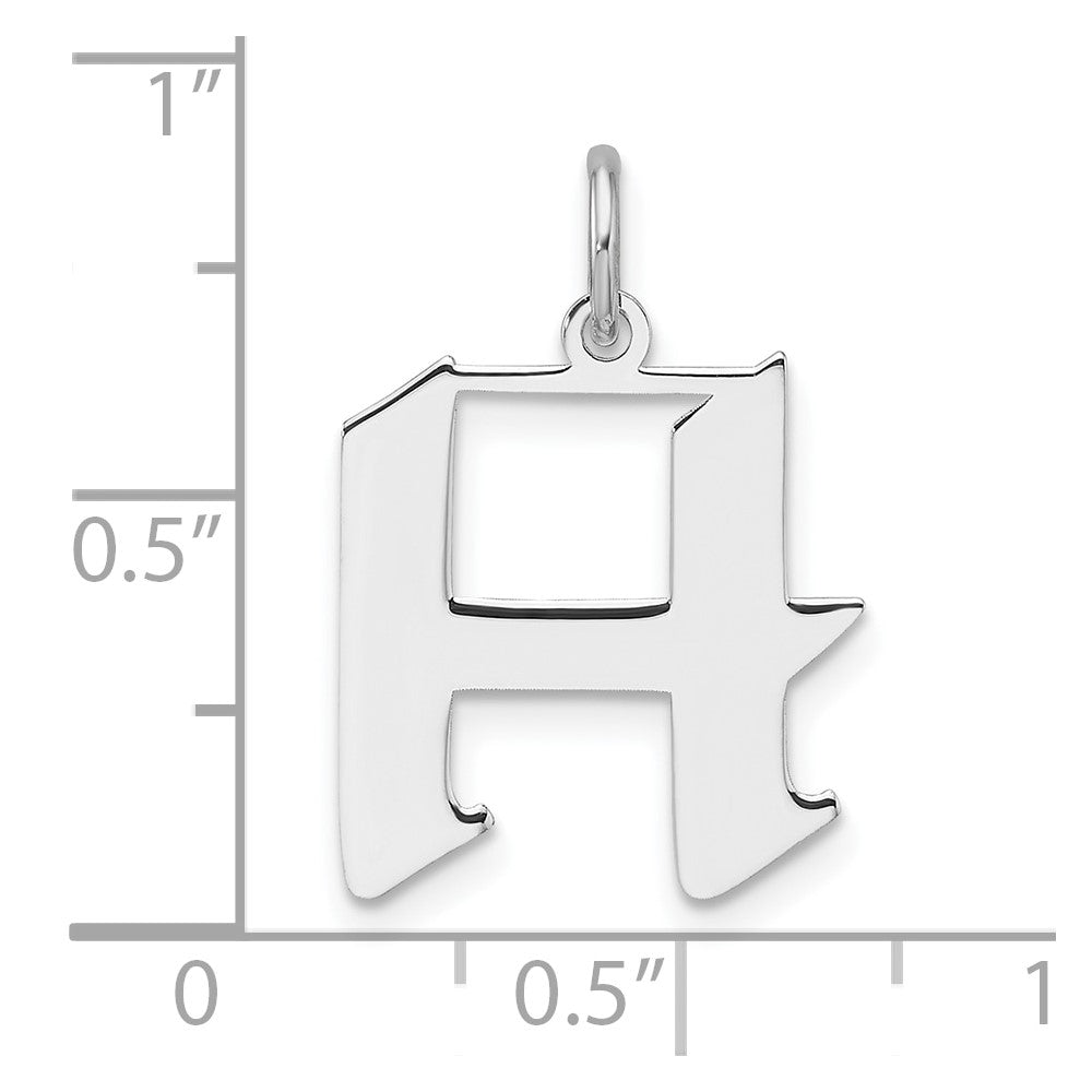 Small Sterling Silver Rhodium-plated Artisan Block Letter H Initial Charm