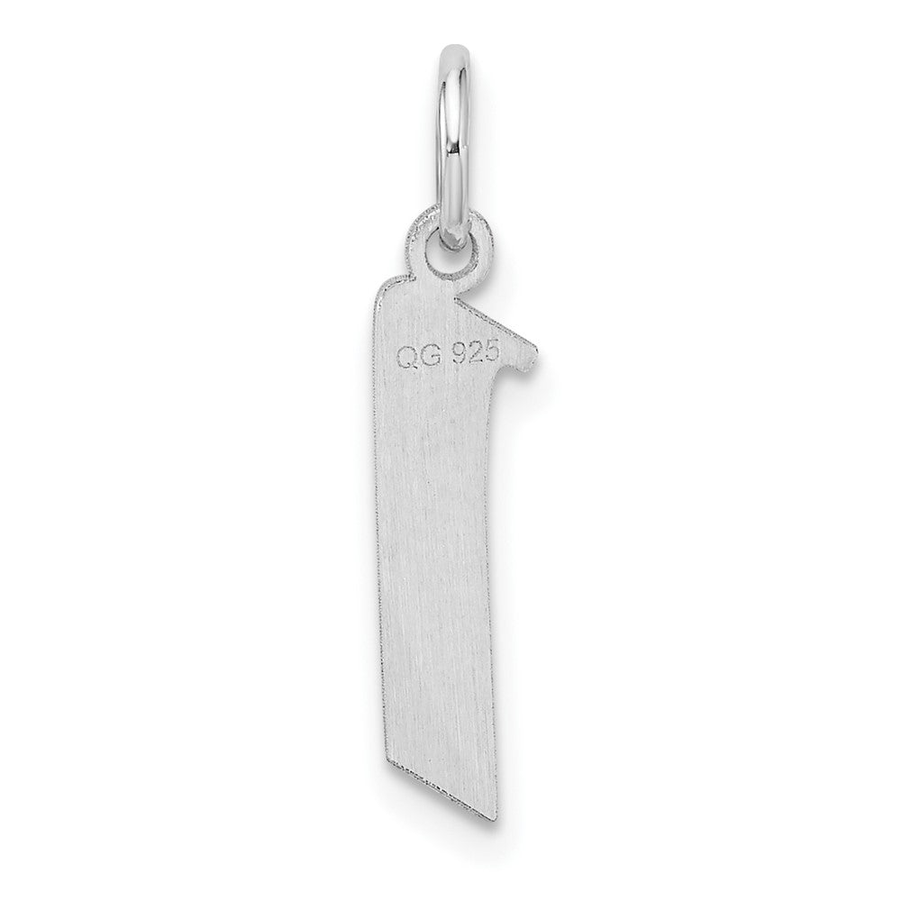 Small Sterling Silver Rhodium-plated Artisan Block Letter I Initial Charm