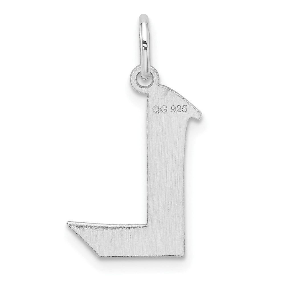 Small Sterling Silver Rhodium-plated Artisan Block Letter L Initial Charm