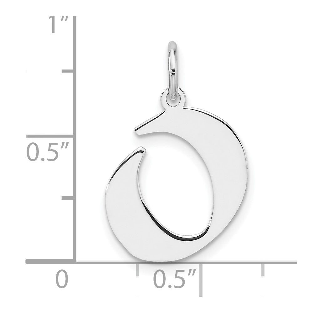 Small Sterling Silver Rhodium-plated Artisan Block Letter O Initial Charm