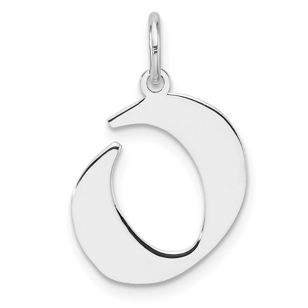 Small Sterling Silver Rhodium-plated Artisan Block Letter O Initial Charm