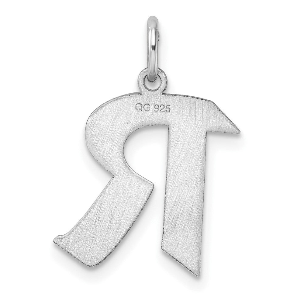 Small Sterling Silver Rhodium-plated Artisan Block Letter R Initial Charm