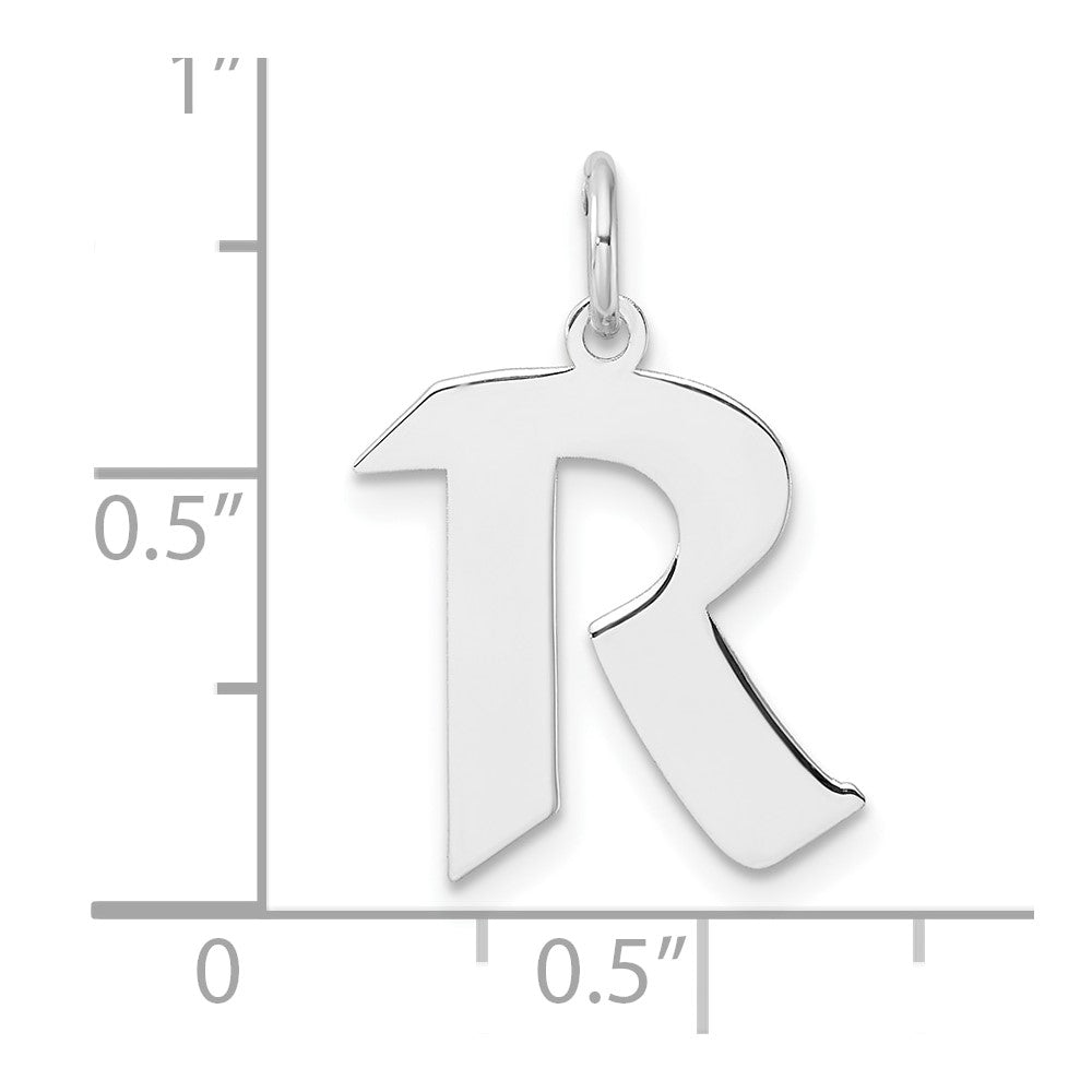Small Sterling Silver Rhodium-plated Artisan Block Letter R Initial Charm