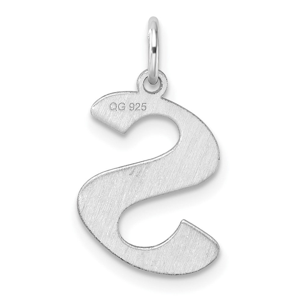 Small Sterling Silver Rhodium-plated Artisan Block Letter S Initial Charm