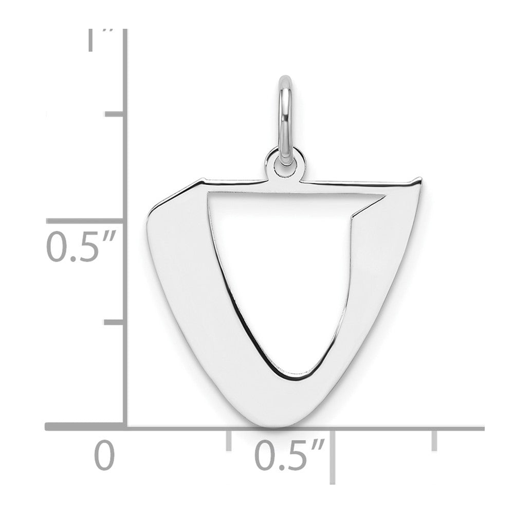 Small Sterling Silver Rhodium-plated Artisan Block Letter U Initial Charm