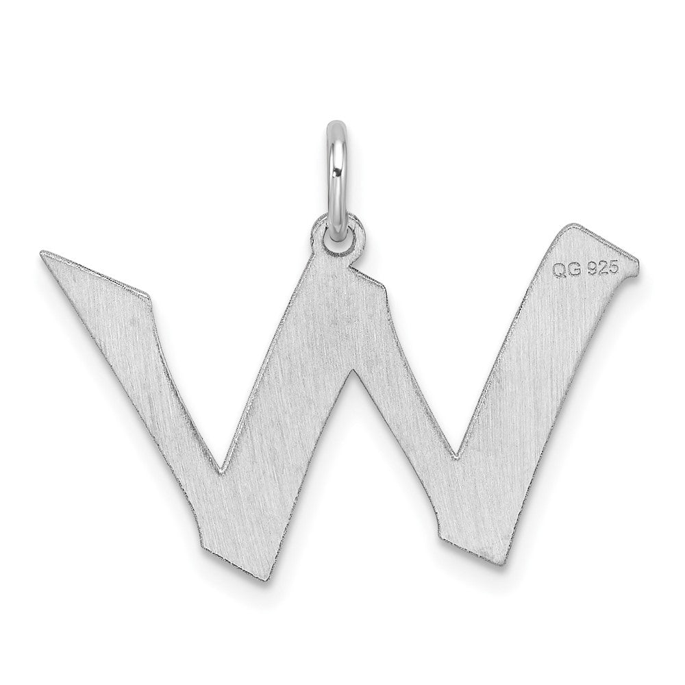 Small Sterling Silver Rhodium-plated Artisan Block Letter W Initial Charm