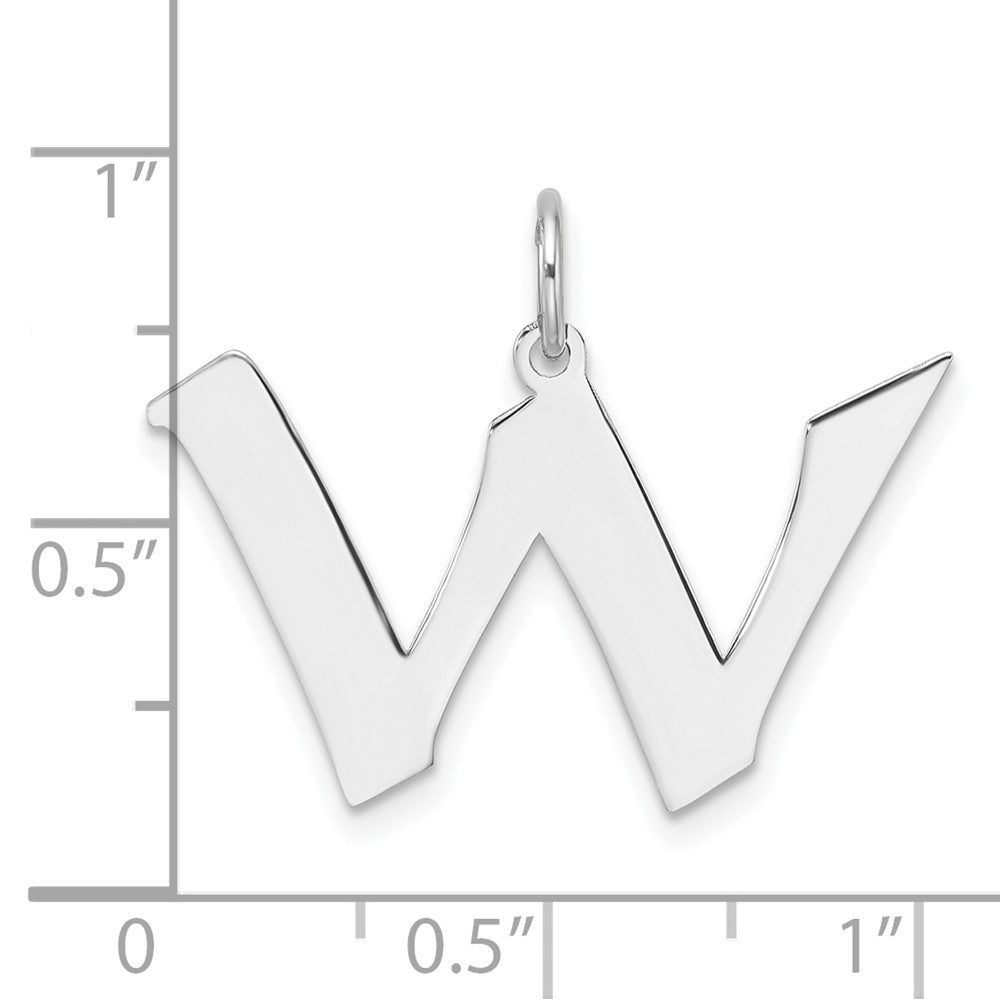 Small Sterling Silver Rhodium-plated Artisan Block Letter W Initial Charm