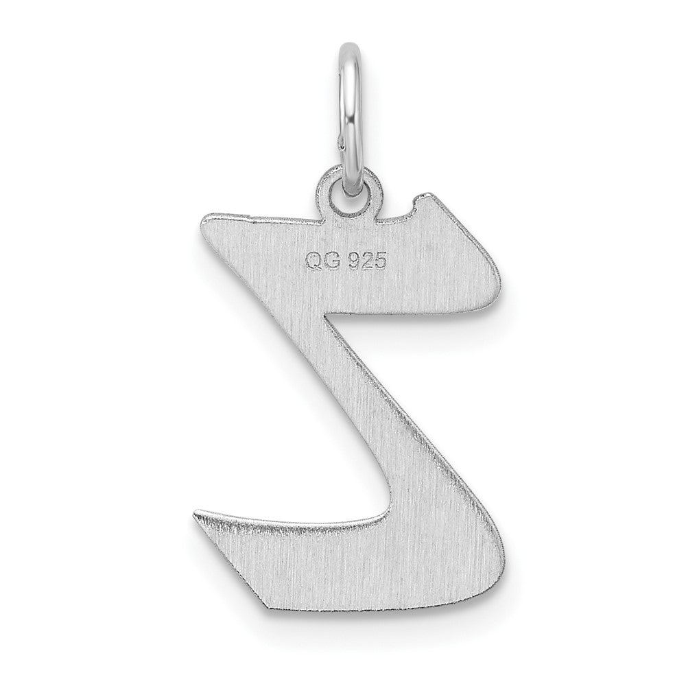 Small Sterling Silver Rhodium-plated Artisan Block Letter Z Initial Charm