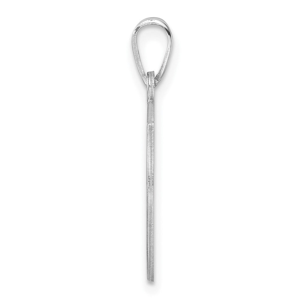 Small Sterling Silver Rhodium-plated Fancy Script Letter A Initial Pendant