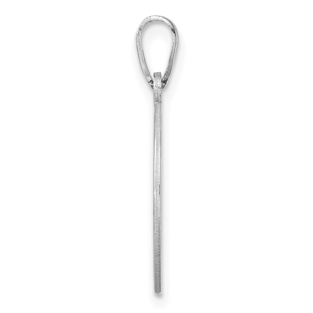 Small Sterling Silver Rhodium-plated Fancy Script Letter D Initial Pendant
