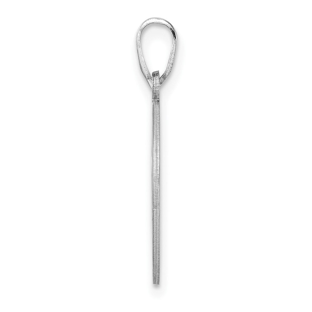 Small Sterling Silver Rhodium-plated Fancy Script Letter E Initial Pendant