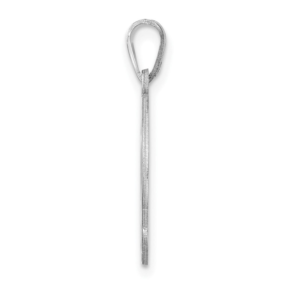 Small Sterling Silver Rhodium-plated Fancy Script Letter L Initial Pendant