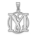 Small Sterling Silver Rhodium-plated Fancy Script Letter M Initial Pendant