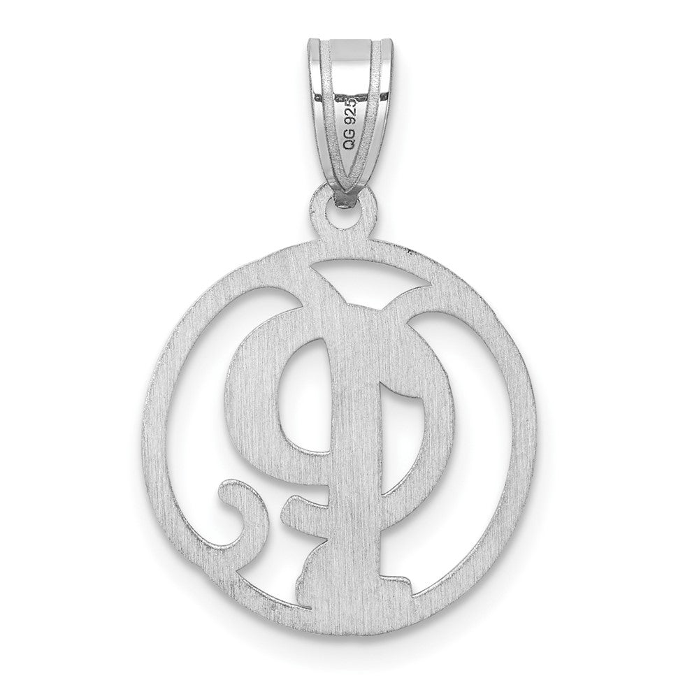 Small Sterling Silver Rhodium-plated Fancy Script Letter P Initial Pendant