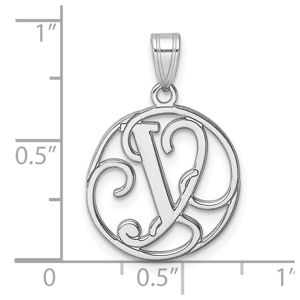 Small Sterling Silver Rhodium-plated Fancy Script Letter Y Initial Pendant