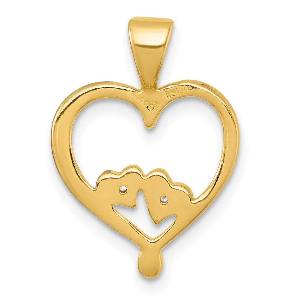 Sterling Silver Gold-tone Polished CZ Hearts In Heart Pendant