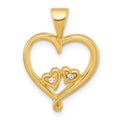 Sterling Silver Gold-tone Polished CZ Hearts In Heart Pendant