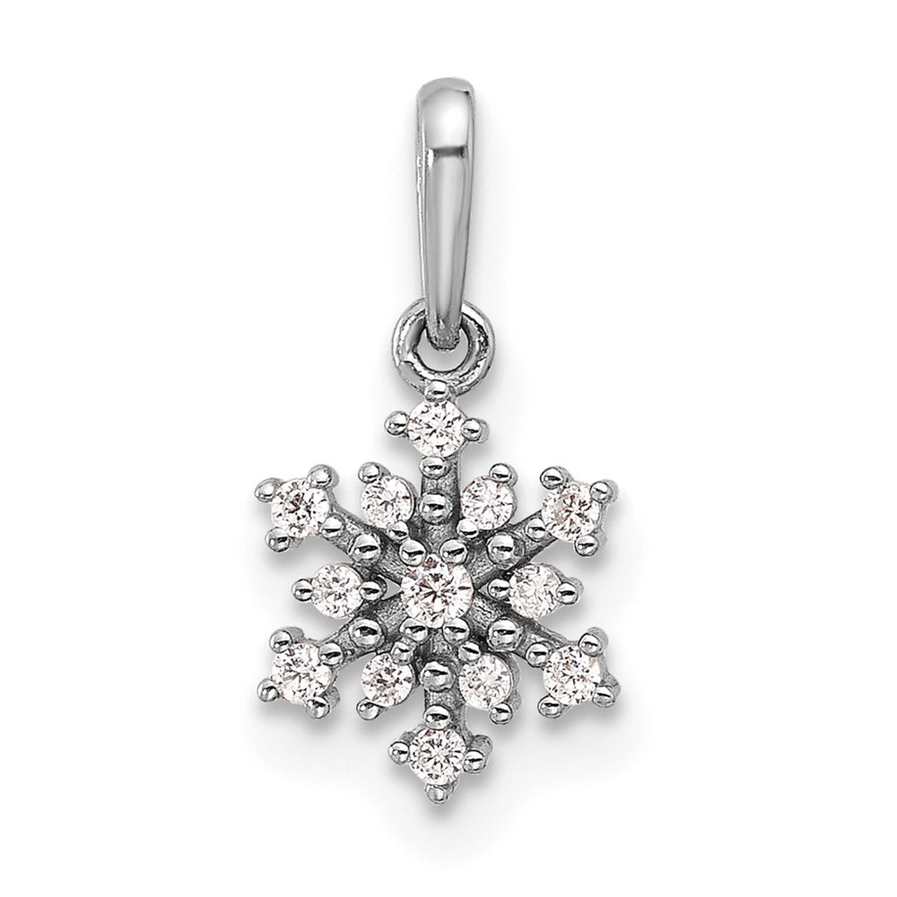 Sterling Silver Rhodium-plated Polished CZ Snowflake Pendant