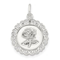 Sterling Silver E-coated Rose Charm
