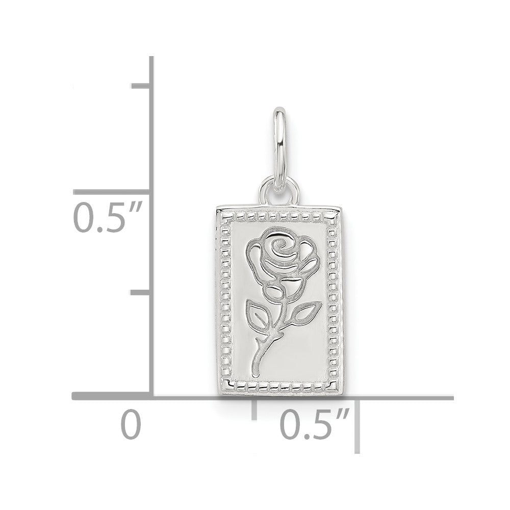 Sterling Silver E-coated Rose Charm