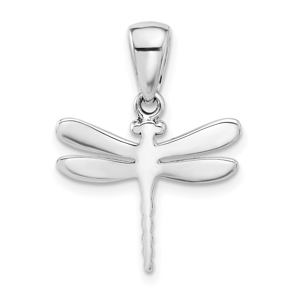 Sterling Silver Rhodium-plated Oxidized Dragonfly Pendant